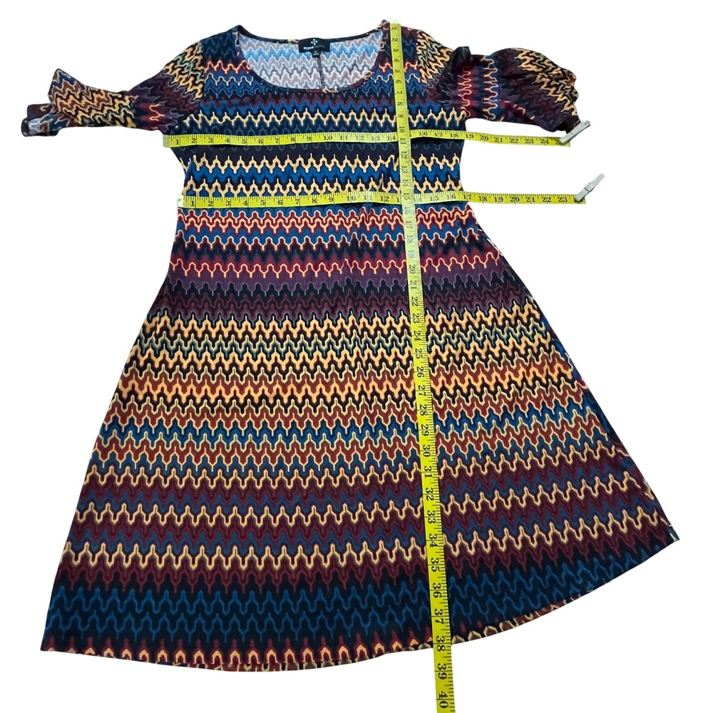 NEW‎ Ronni Nicole Zigzag Shift Dress Womens M Multi Geometric Bell Sleeve Office - Picture 5 of 13